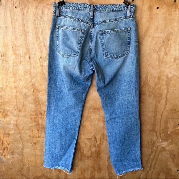 Frame Le Slouch Boyfriend Jean In BlueJay Rips Rigid Distressed Denim - Picture 4 of 16